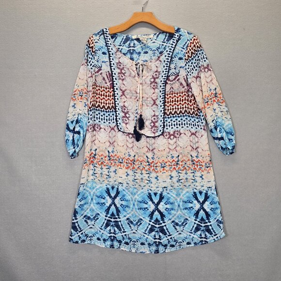 American Rag Other - American Rag Swimsuit Cover Up Dress Tunic Patchwork Print Tassels Boho Medium